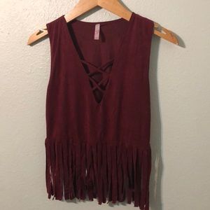 Maroon fringe tank